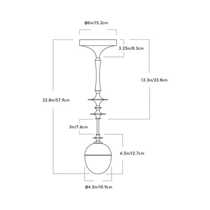 Rue Sala Single LED Pendant Light - line drawing.