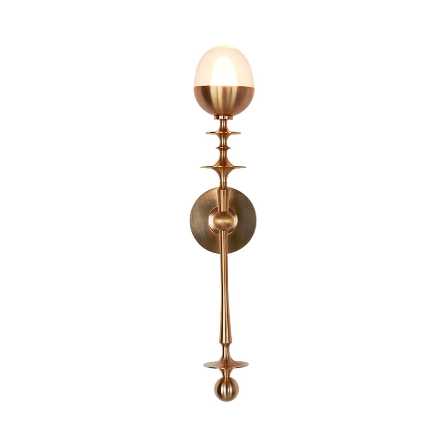 Rue Sala Single LED Wall Light in Unlacquered Brass (Clear Glass).