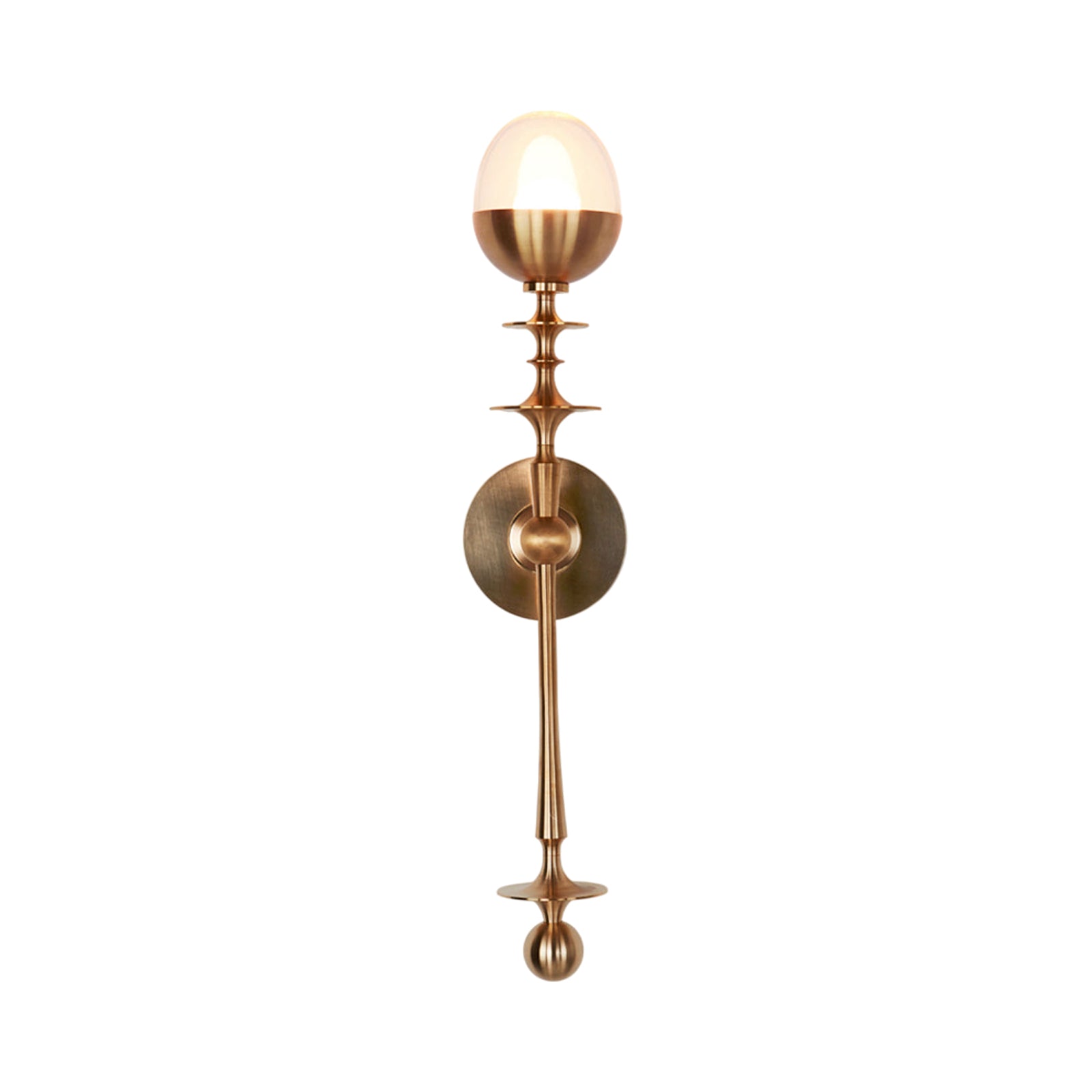 Rue Sala Single LED Wall Light in Unlacquered Brass (Clear Glass).