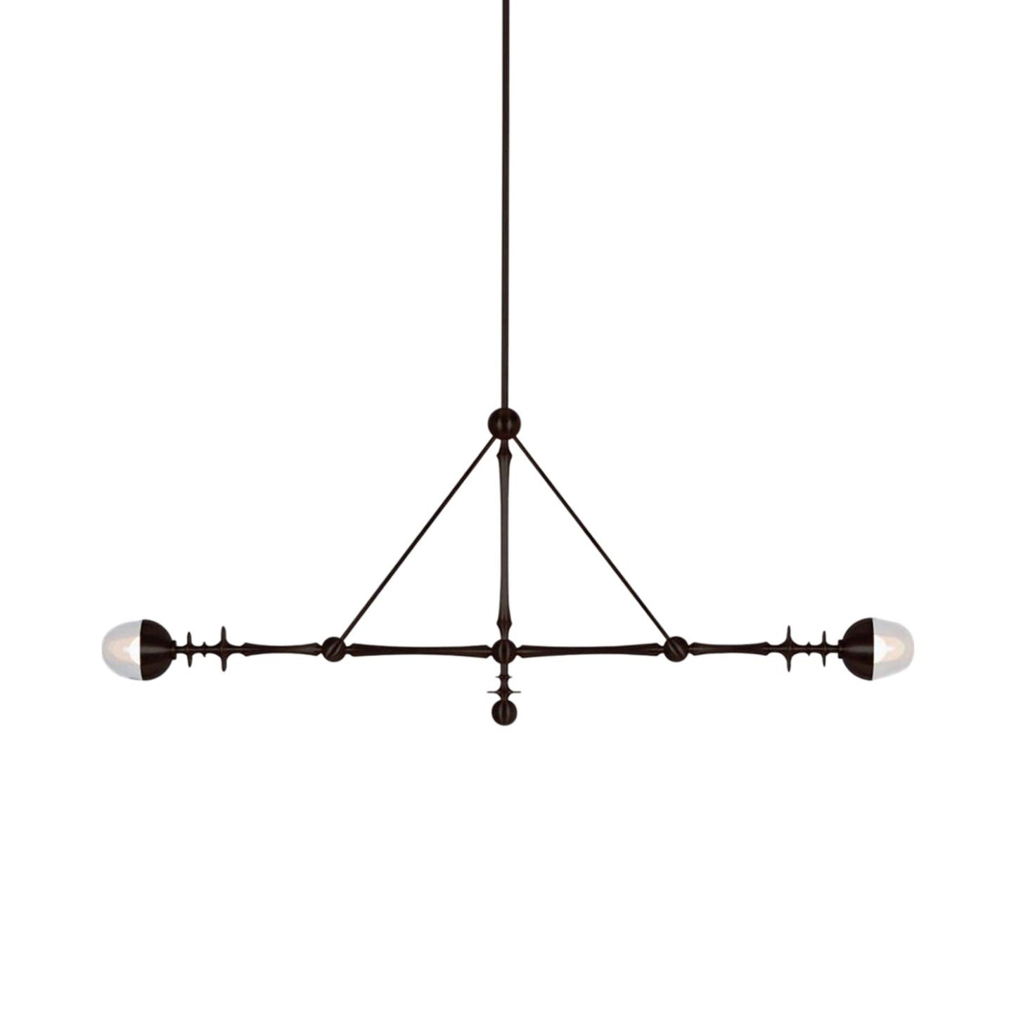 Rue Sala Two Arm LED Pendant Light in Oil Rubbed Bronze (Clear Glass).