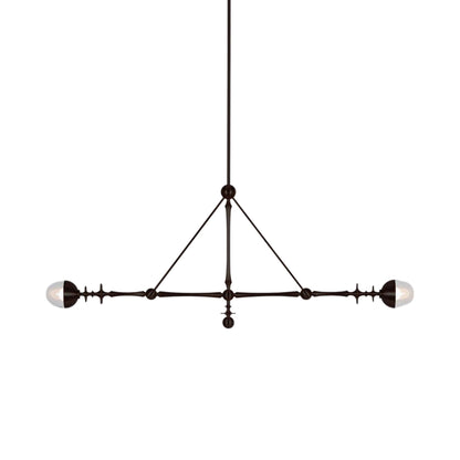 Rue Sala Two Arm LED Pendant Light in Oil Rubbed Bronze (Clear Glass).