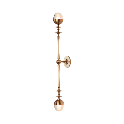 Rue Sala Two Arm LED Wall Light in Unlacquered Brass (Clear Glass).