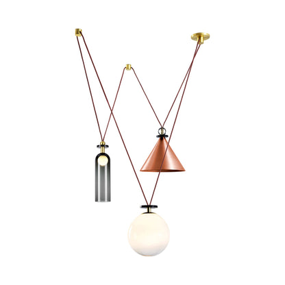 Shape Up Multi-light Pendant Light in Brushed Copper/Currant.