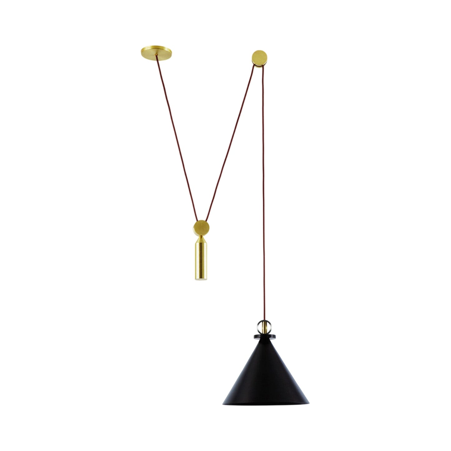 Shape Up Cone Pendant Light in Blackened Steel/Currant.