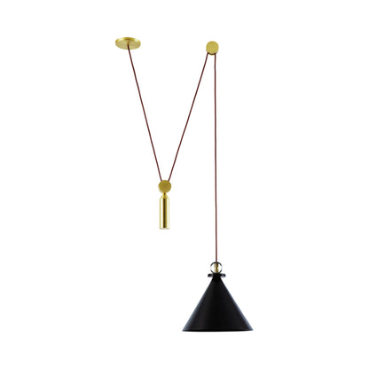 Shape Up Cone Pendant Light in Blackened Steel/Currant.
