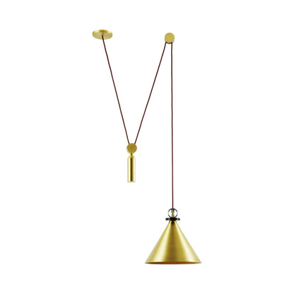 Shape Up Cone Pendant Light in Brushed Brass/Currant.