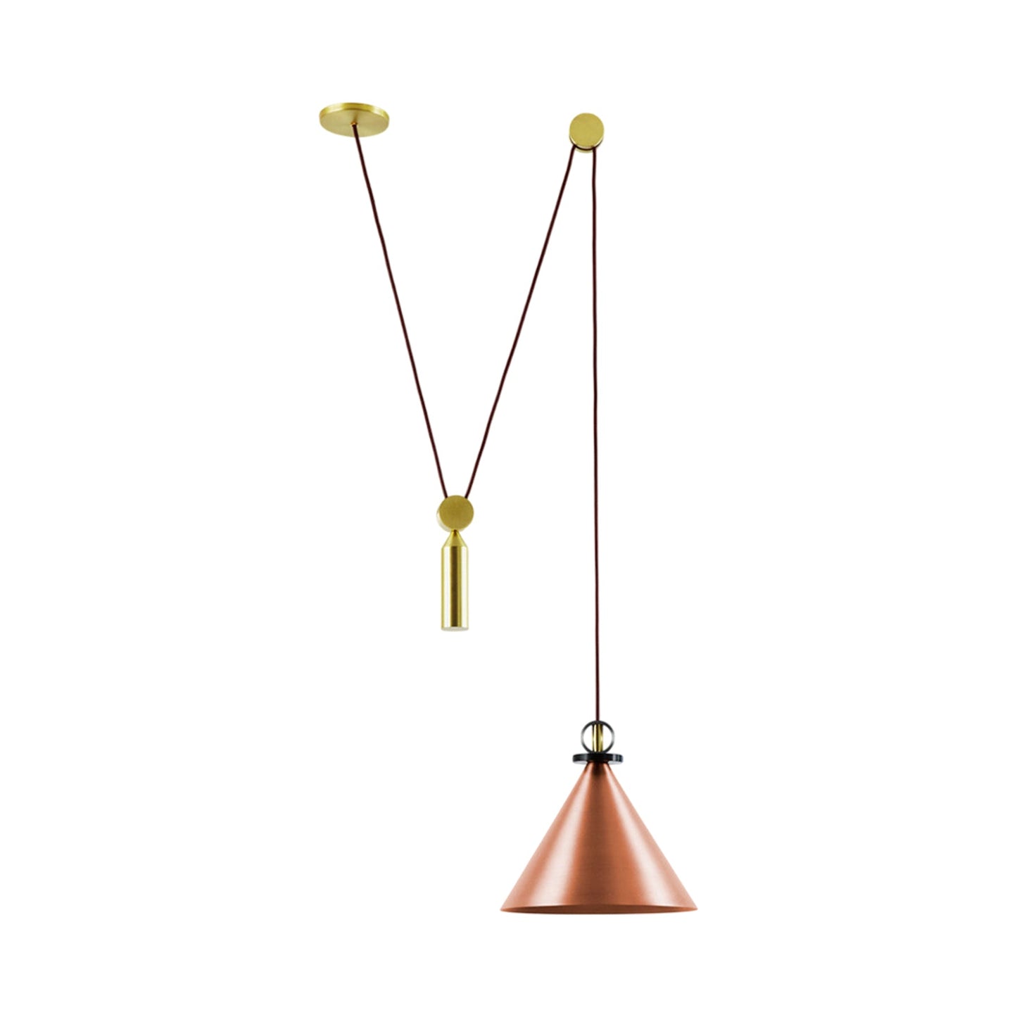 Shape Up Cone Pendant Light in Brushed Copper/Currant.