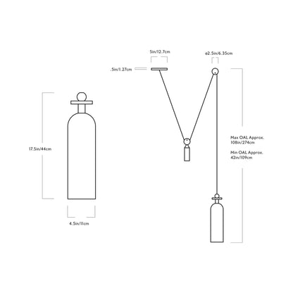 Shape Up Cylinder Pendant Light - line drawing.