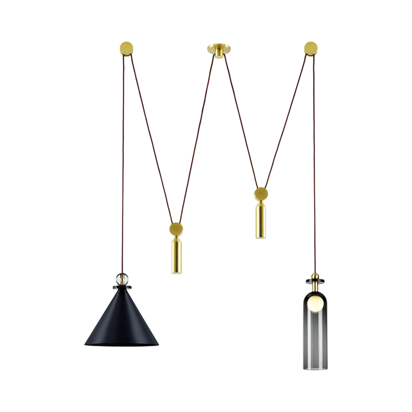 Shape Up Double Pendant Light in Blackened Steel/Currant.
