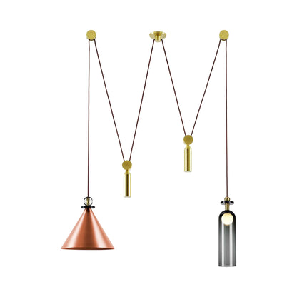 Shape Up Double Pendant Light in Brushed Copper/Currant.