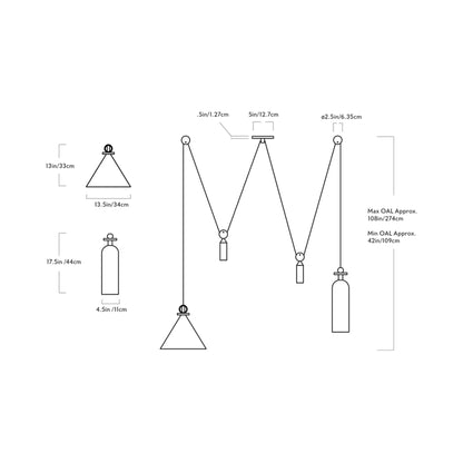 Shape Up Double Pendant Light - line drawing.