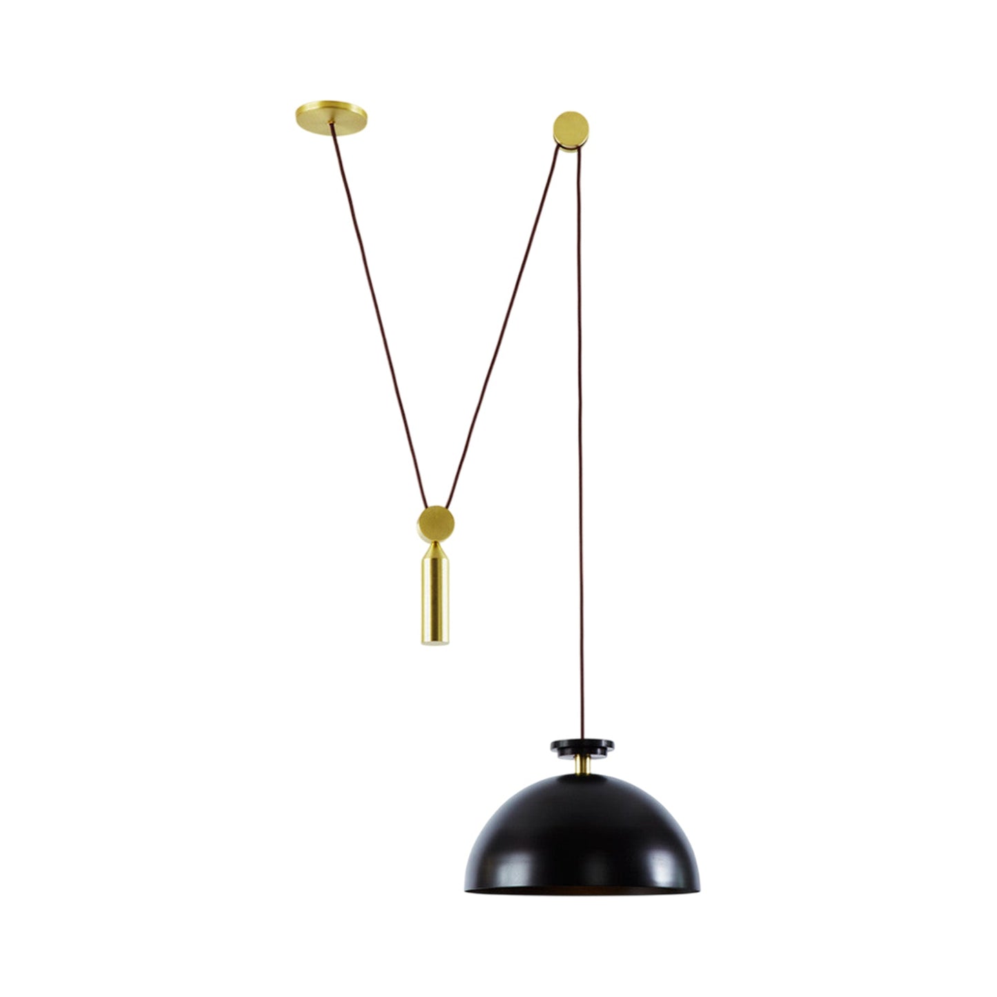 Shape Up Hemisphere Pendant Light in Blackened Steel/Currant.