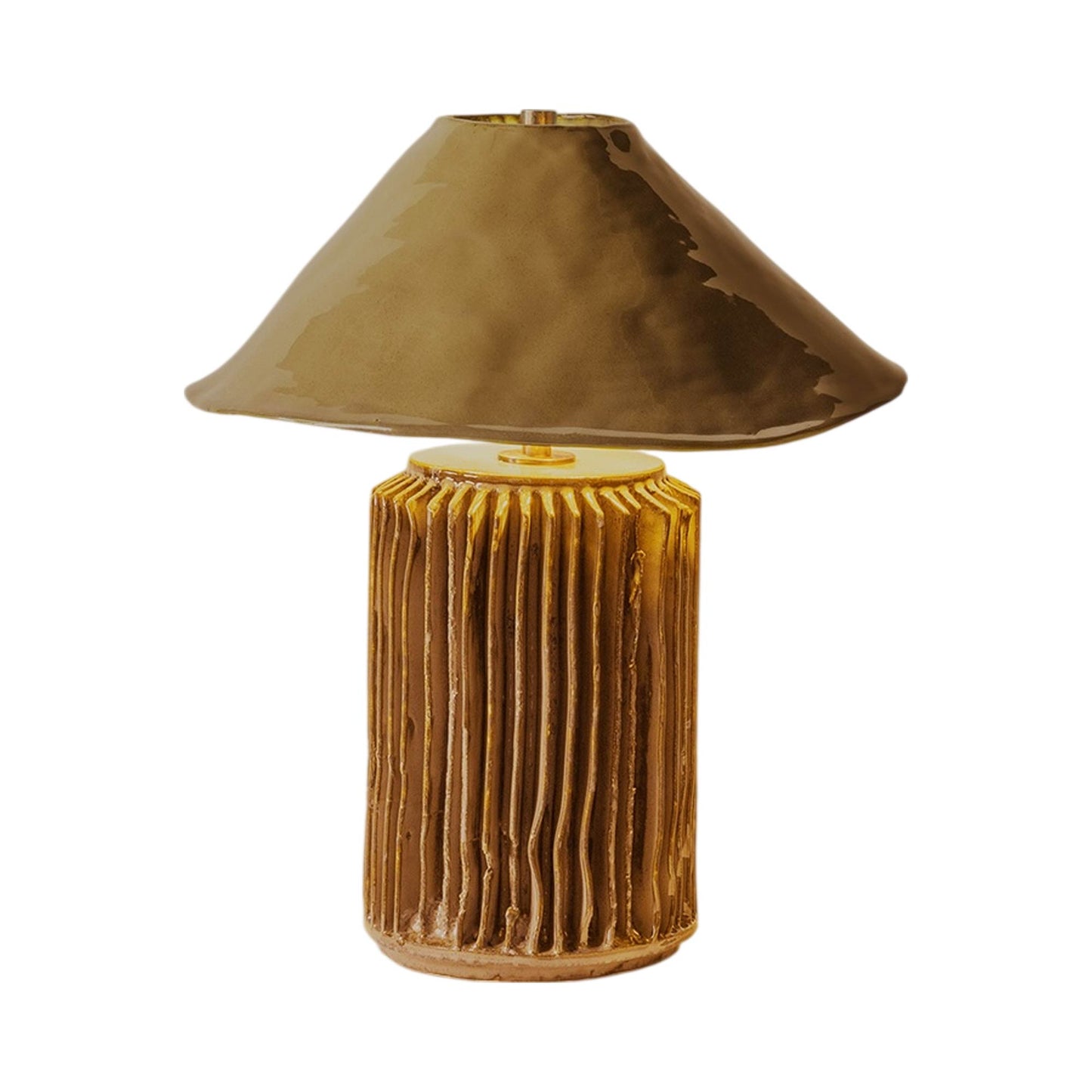 Silo I LED Table Lamp in Lichen Yellow.