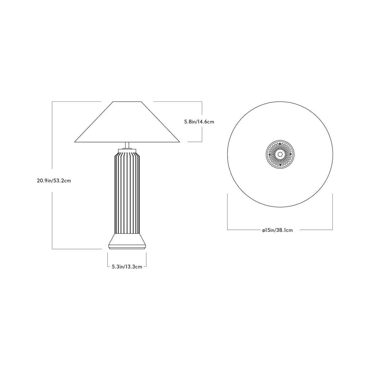 Silo II LED Table Lamp - line drawing.