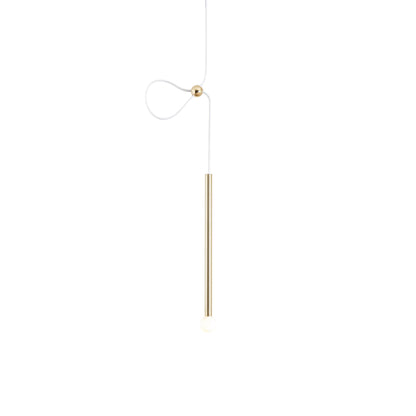 Strike Adjustable Pendant Light in Unlacquered Brushed Brass/Unlacquered Brushed Brass.