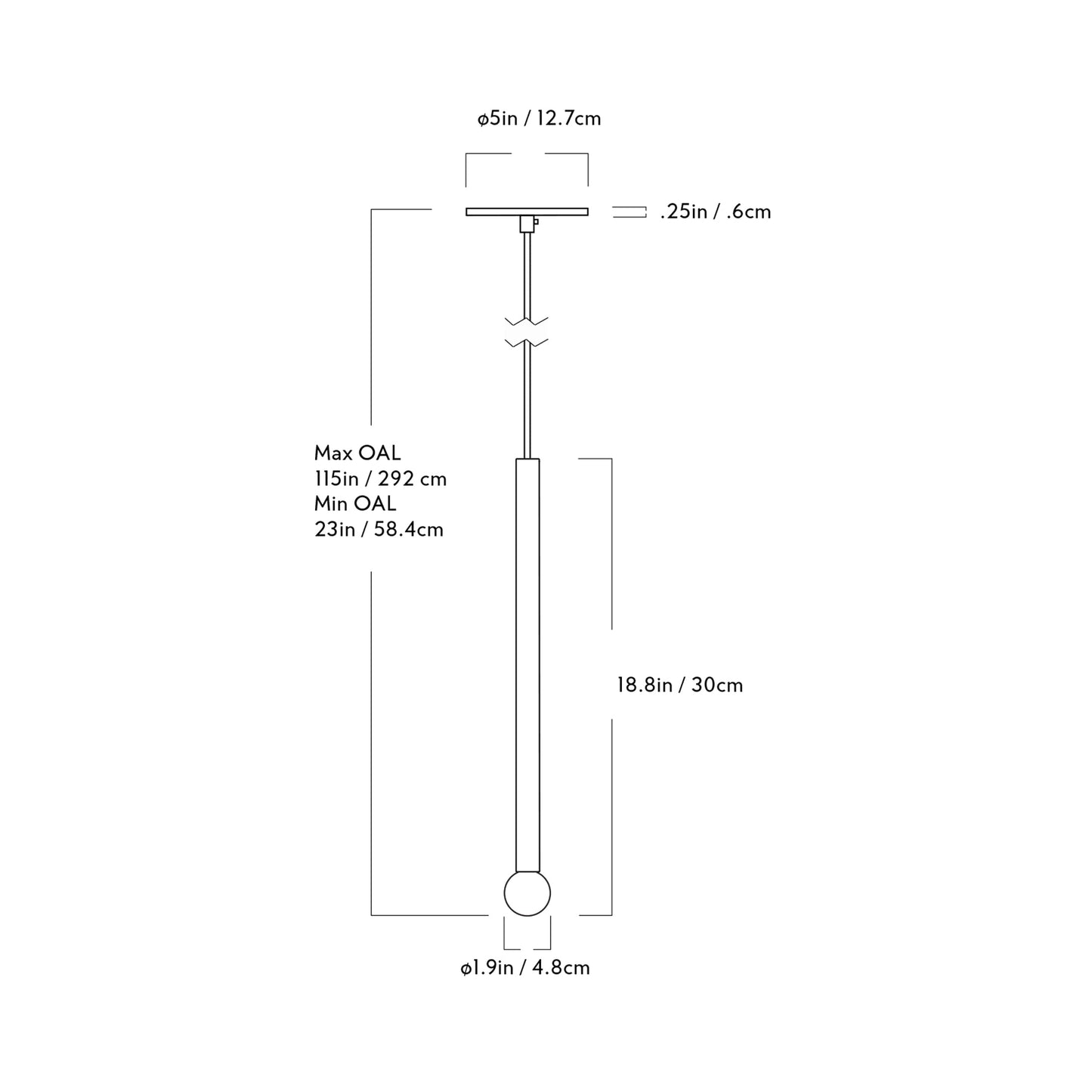 Strike Pendant Light - line drawing.