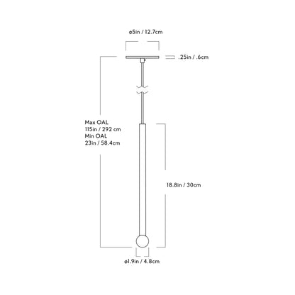 Strike Pendant Light - line drawing.