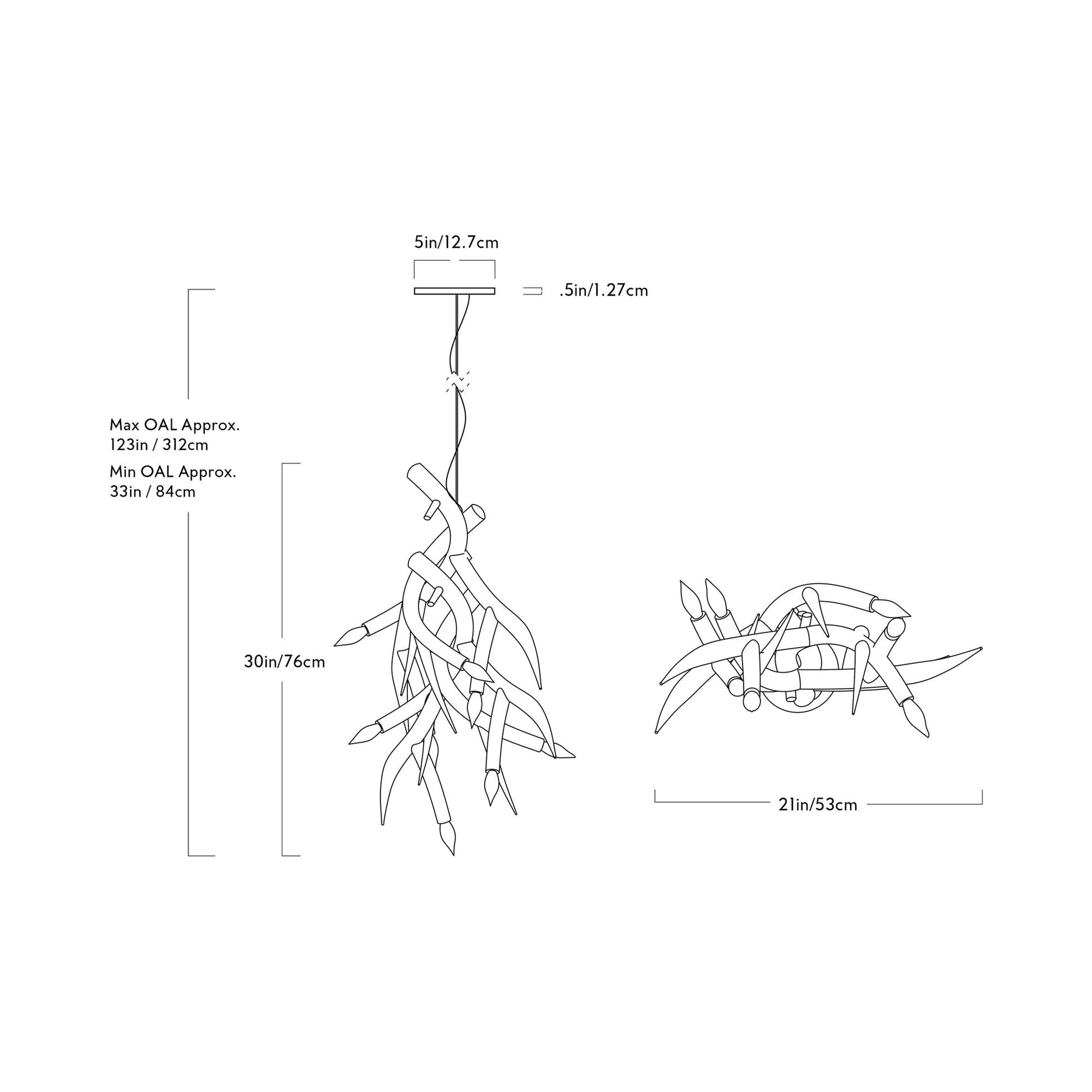 Superordinate Antler Chandelier - line drawing.