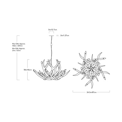 Superordinate Antler Chandelier - line drawing.