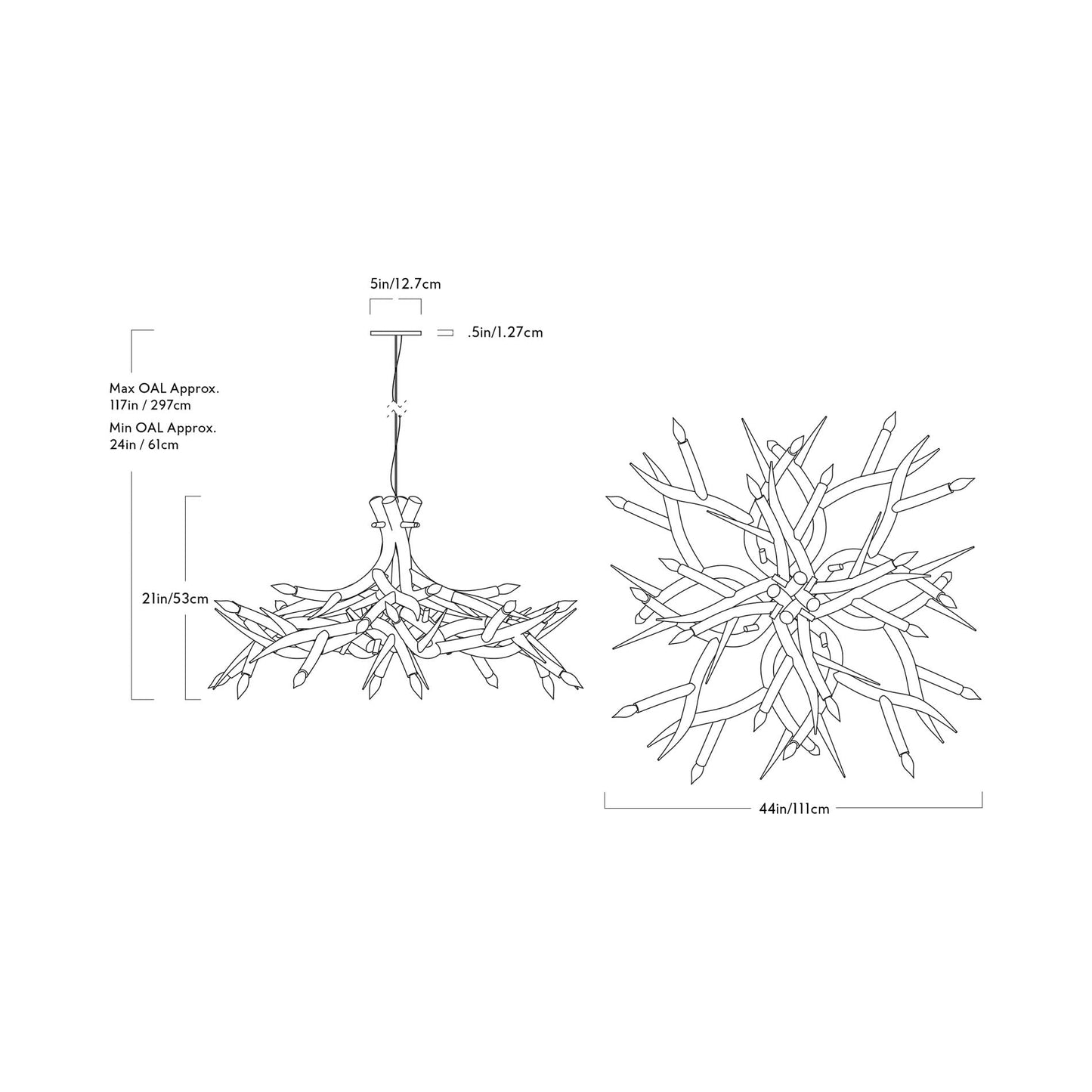 Superordinate Antler Chandelier - line drawing.