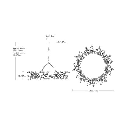Superordinate Antler Ring Chandelier - line drawing.