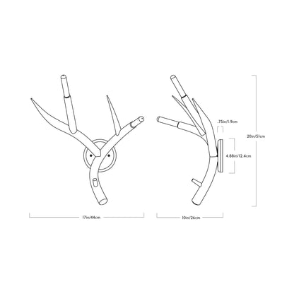 Superordinate Antler Wall Light - line drawing.