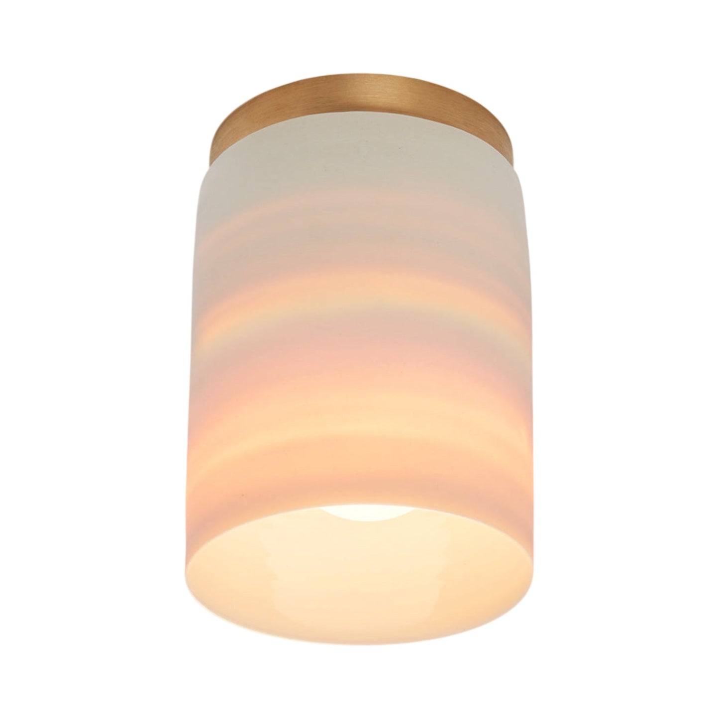 Surface Flush Mount Ceiling Light in Unlacquered Brushed Brass.