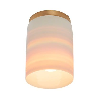 Surface Flush Mount Ceiling Light in Unlacquered Brushed Brass.