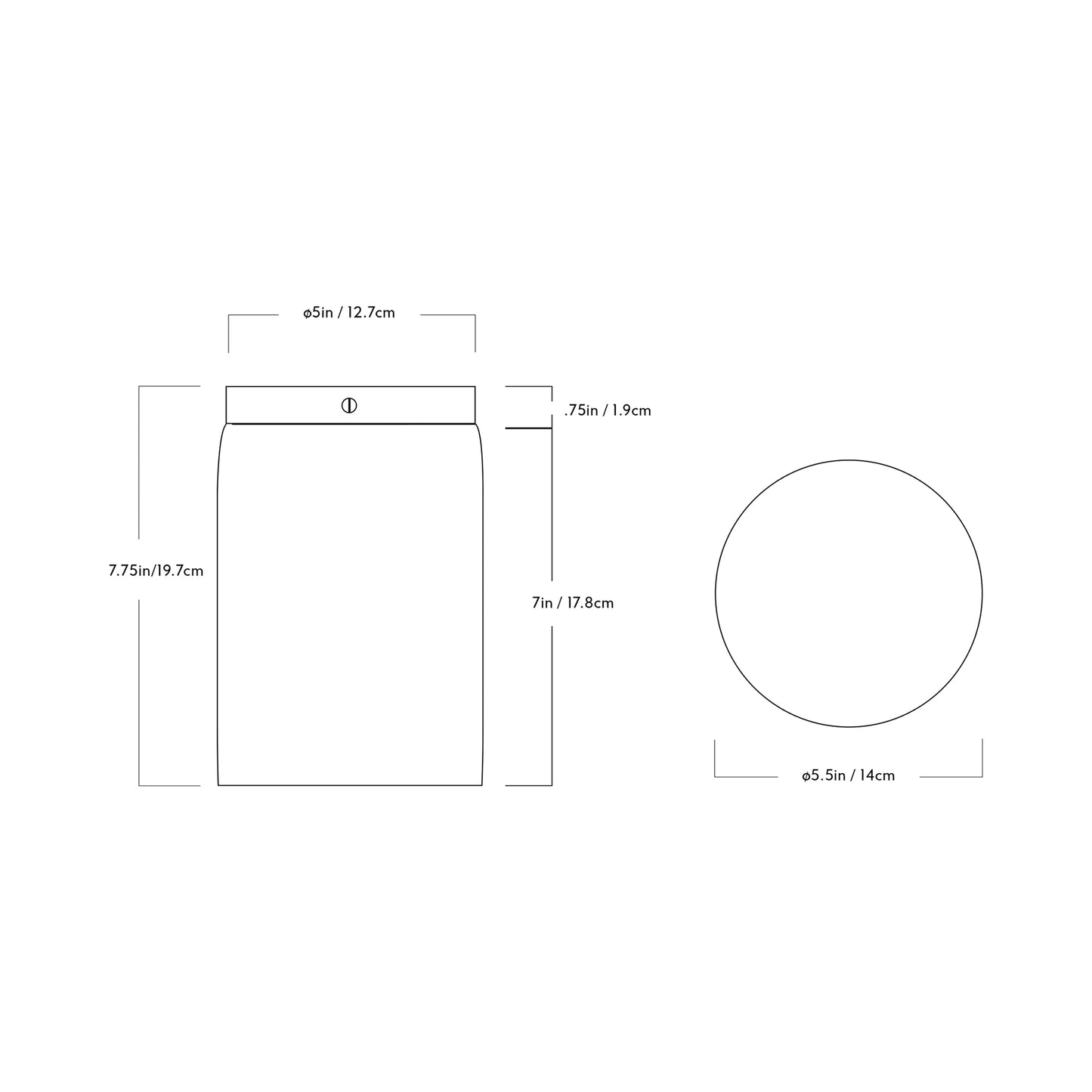 Surface Flush Mount Ceiling Light - line drawing.