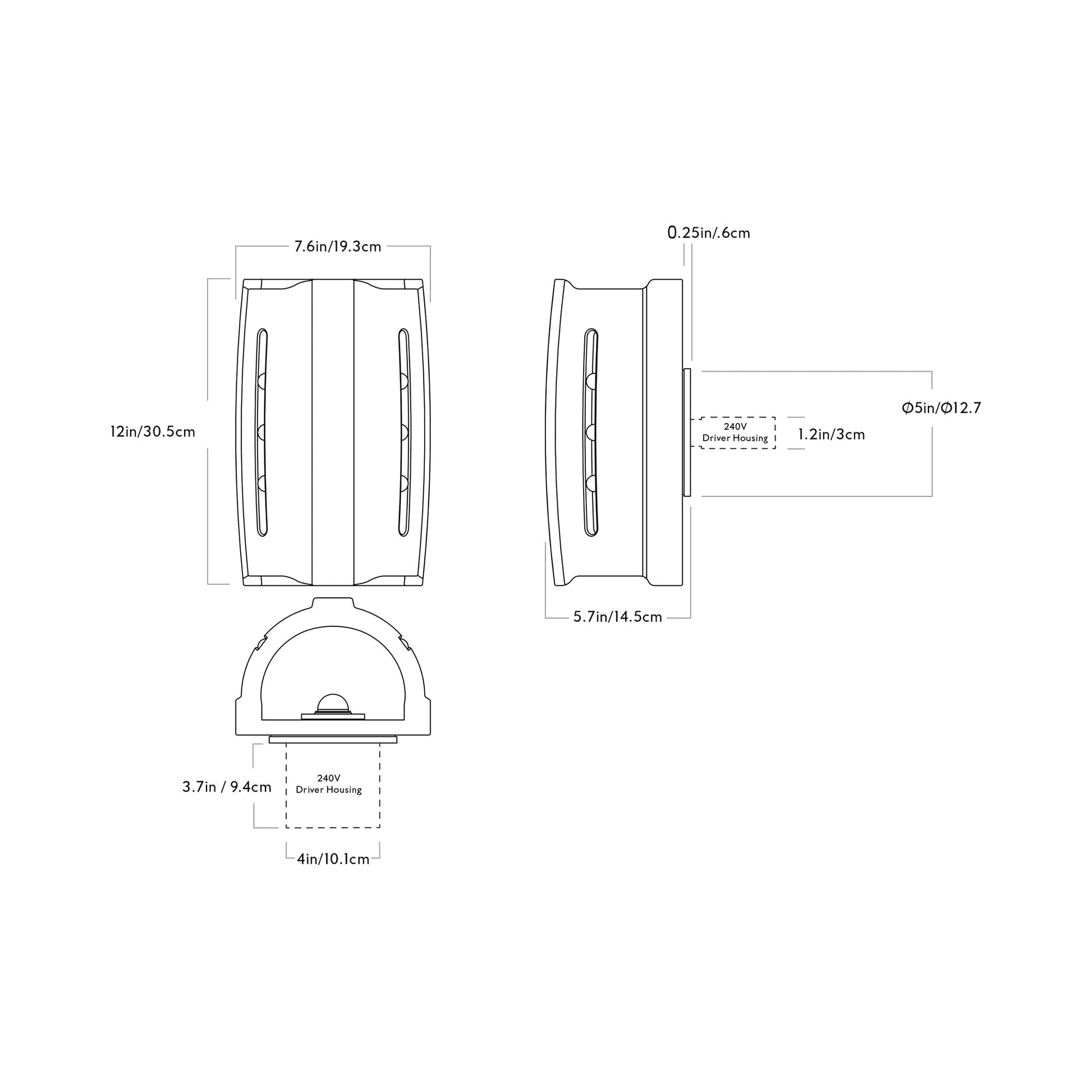 Taqa LED Wall Light - line drawing.