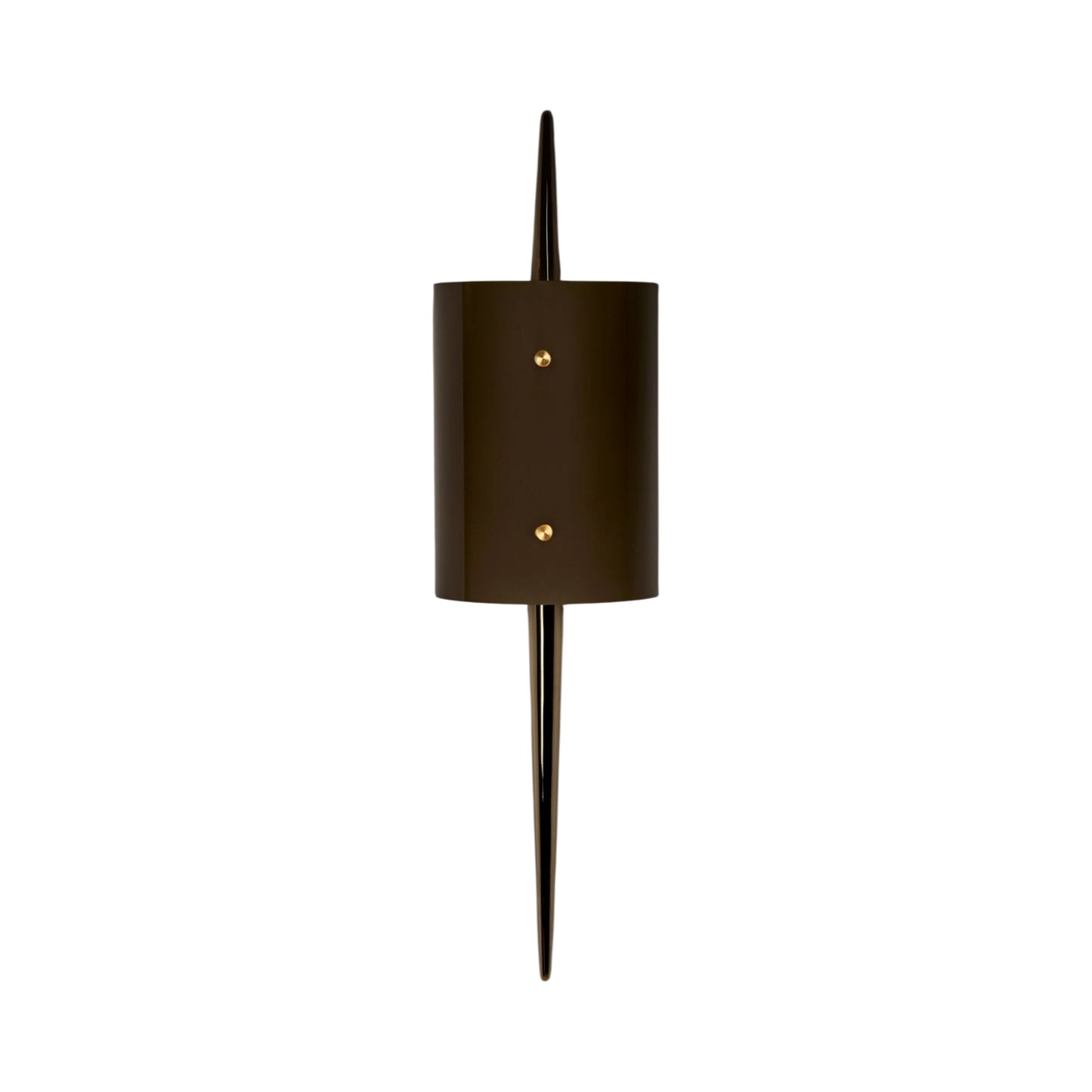 The Laddi Cylinder LED Wall Light in Polished Unlaccquered Brass.