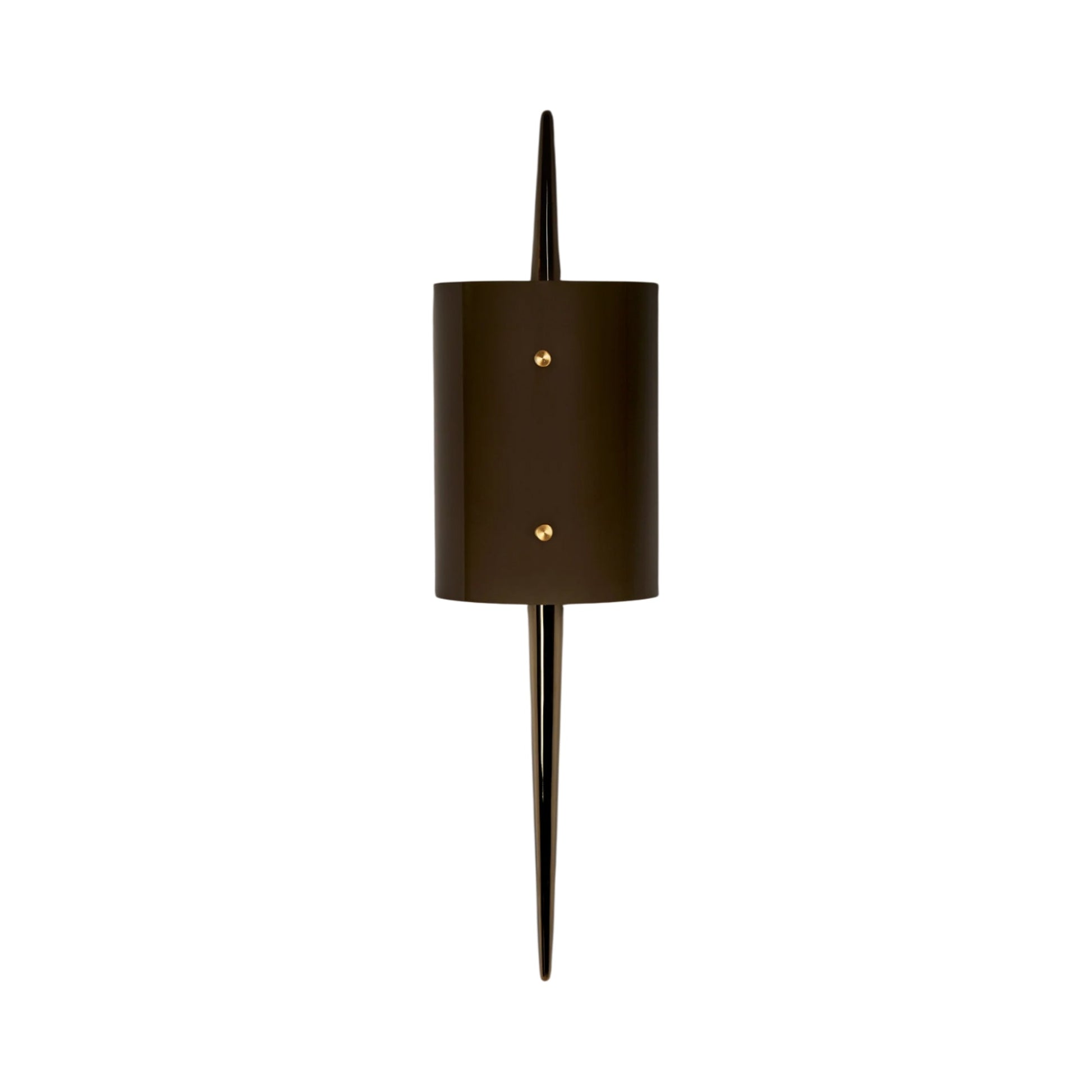 The Laddi Cylinder LED Wall Light in Polished Unlaccquered Brass.