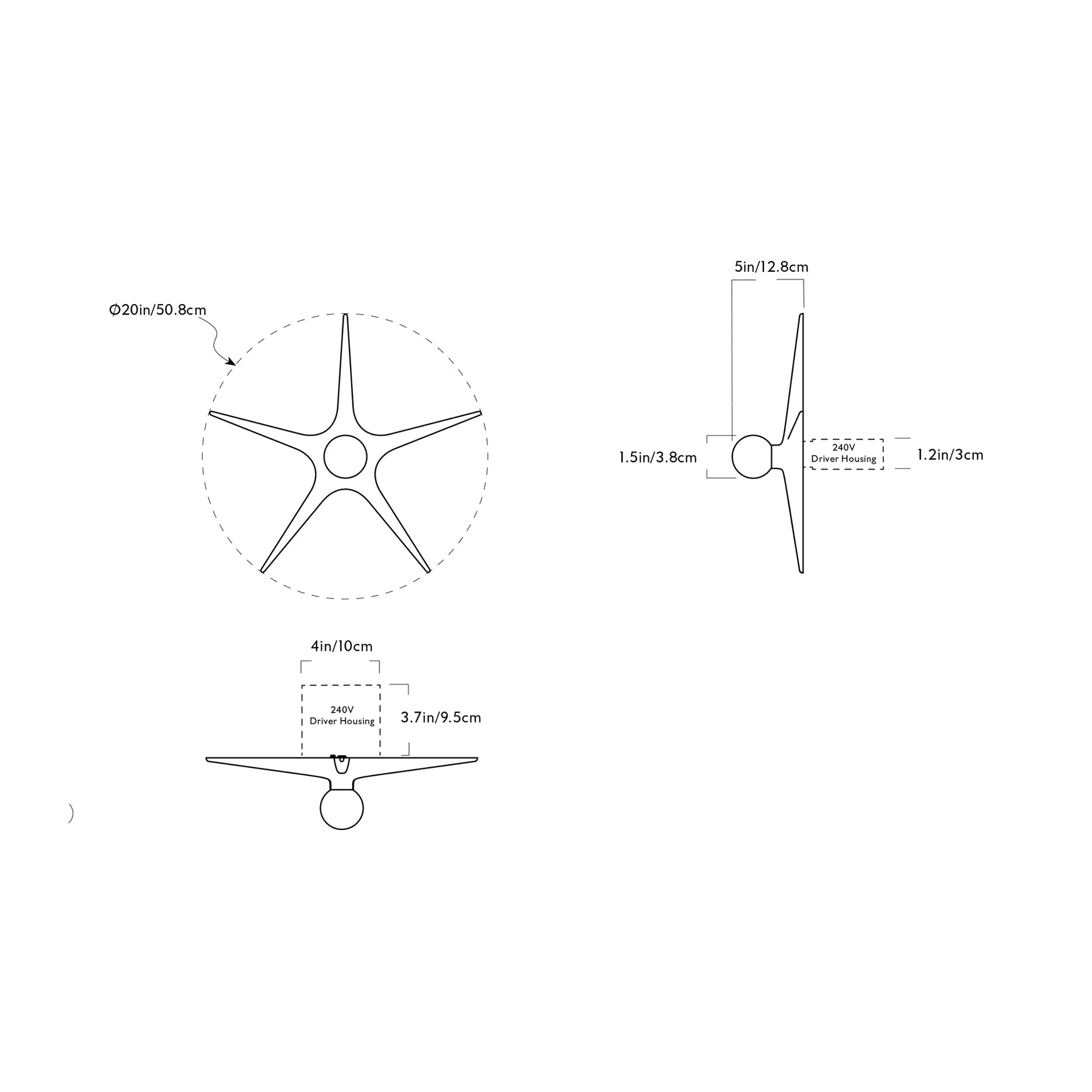 The Laddi LED Flush Mount Ceiling Light - line drawing.