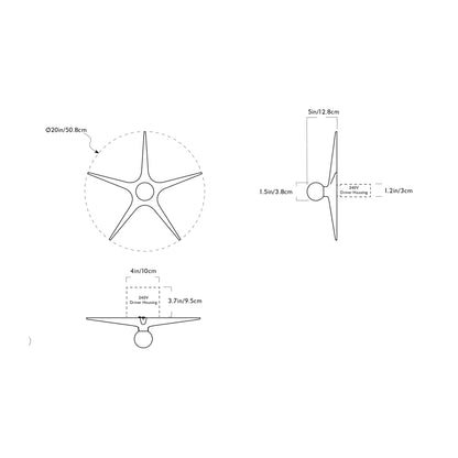 The Laddi LED Flush Mount Ceiling Light - line drawing.