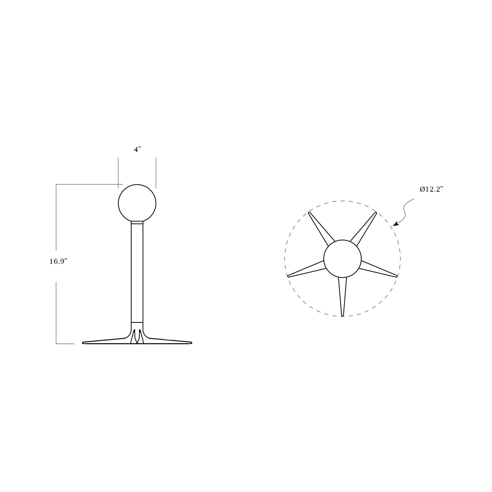 The Laddi LED Table Lamp - line drawing.