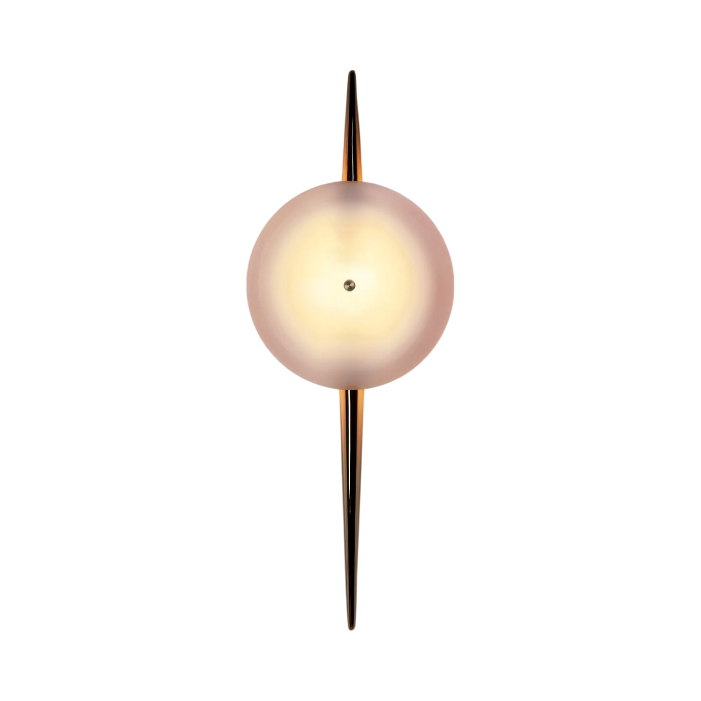 The Laddi Round LED Wall Light in Polished Unlacquered Brass.