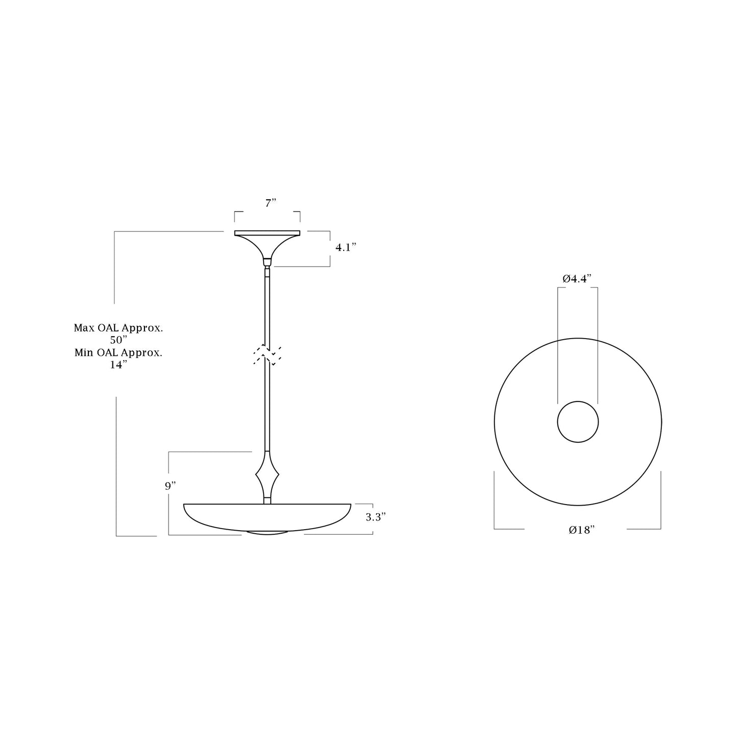 The Met Pendant Light - line drawing.