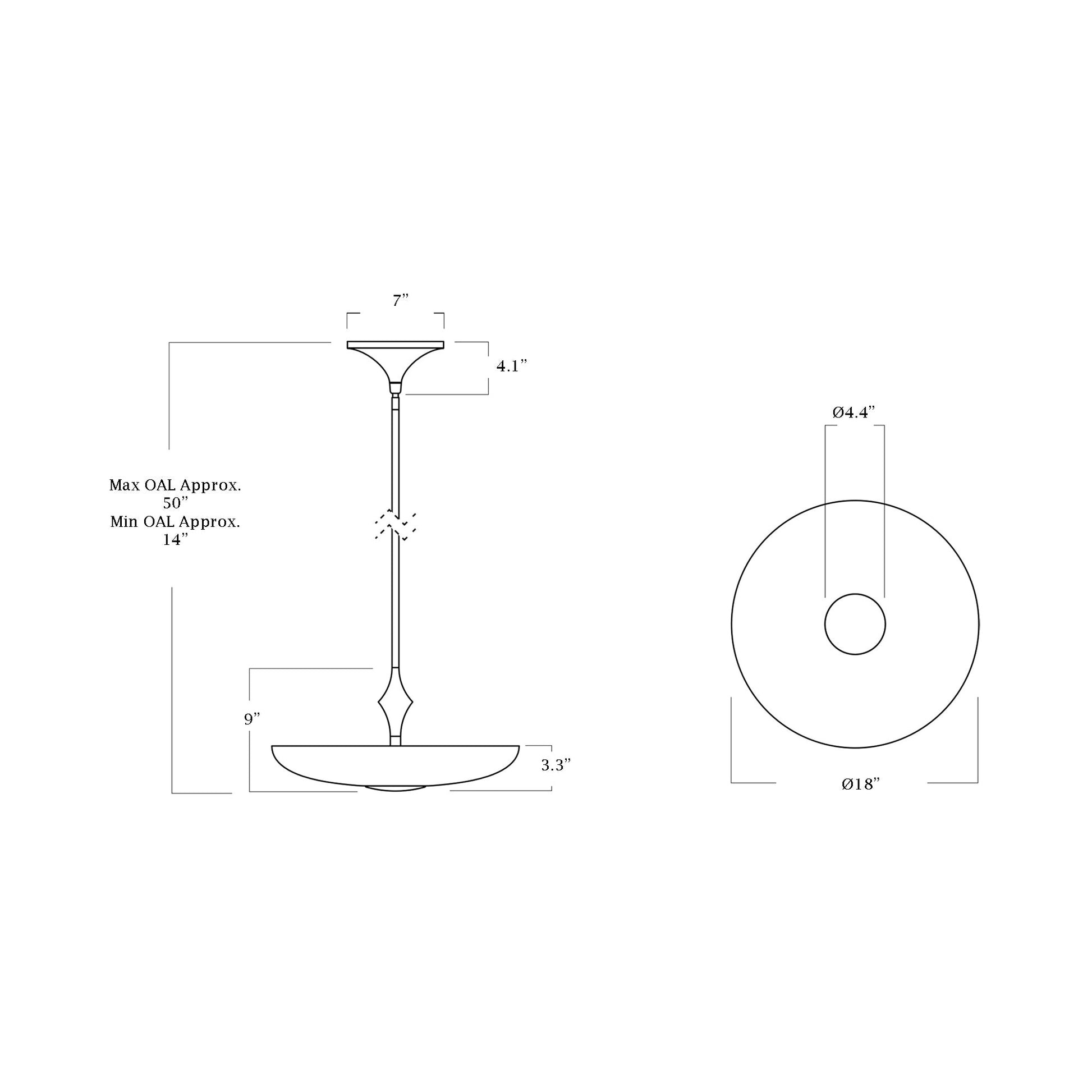 The Met Pendant Light - line drawing.