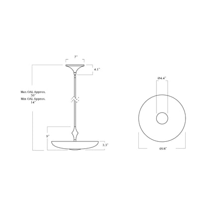 The Met Pendant Light - line drawing.