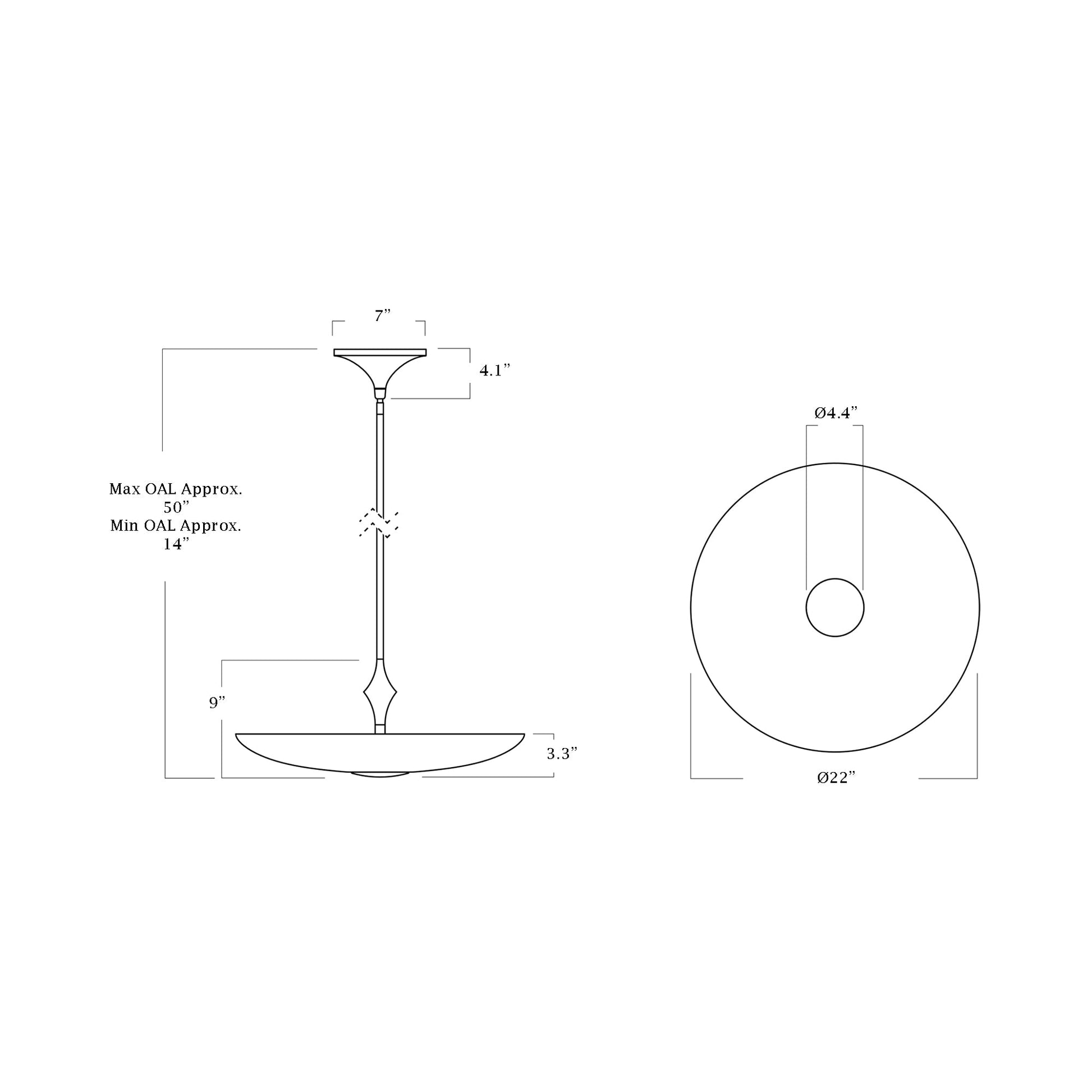 The Met Pendant Light - line drawing.