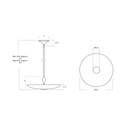 The Met Pendant Light - line drawing.