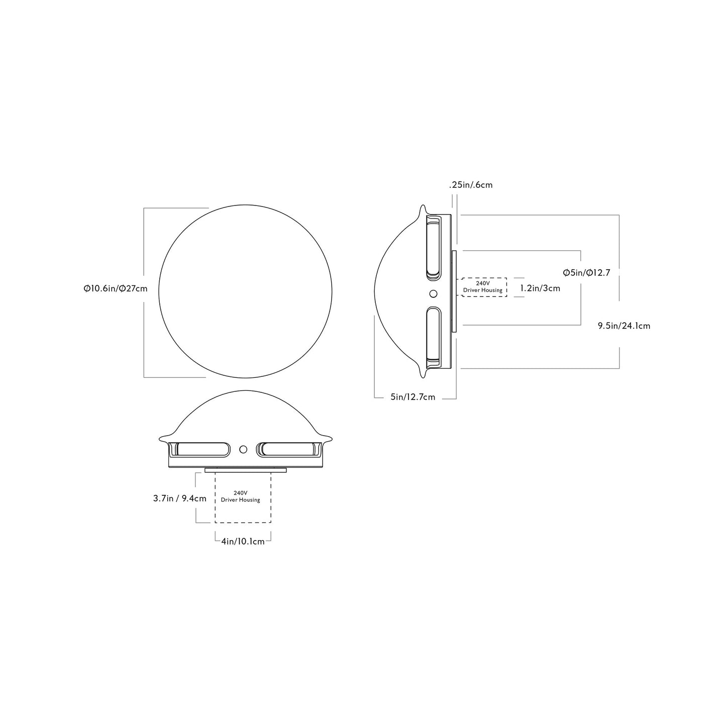 Trid LED Wall Light - line drawing.