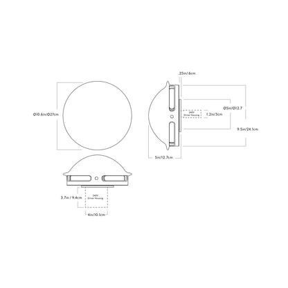 Trid LED Wall Light - line drawing.