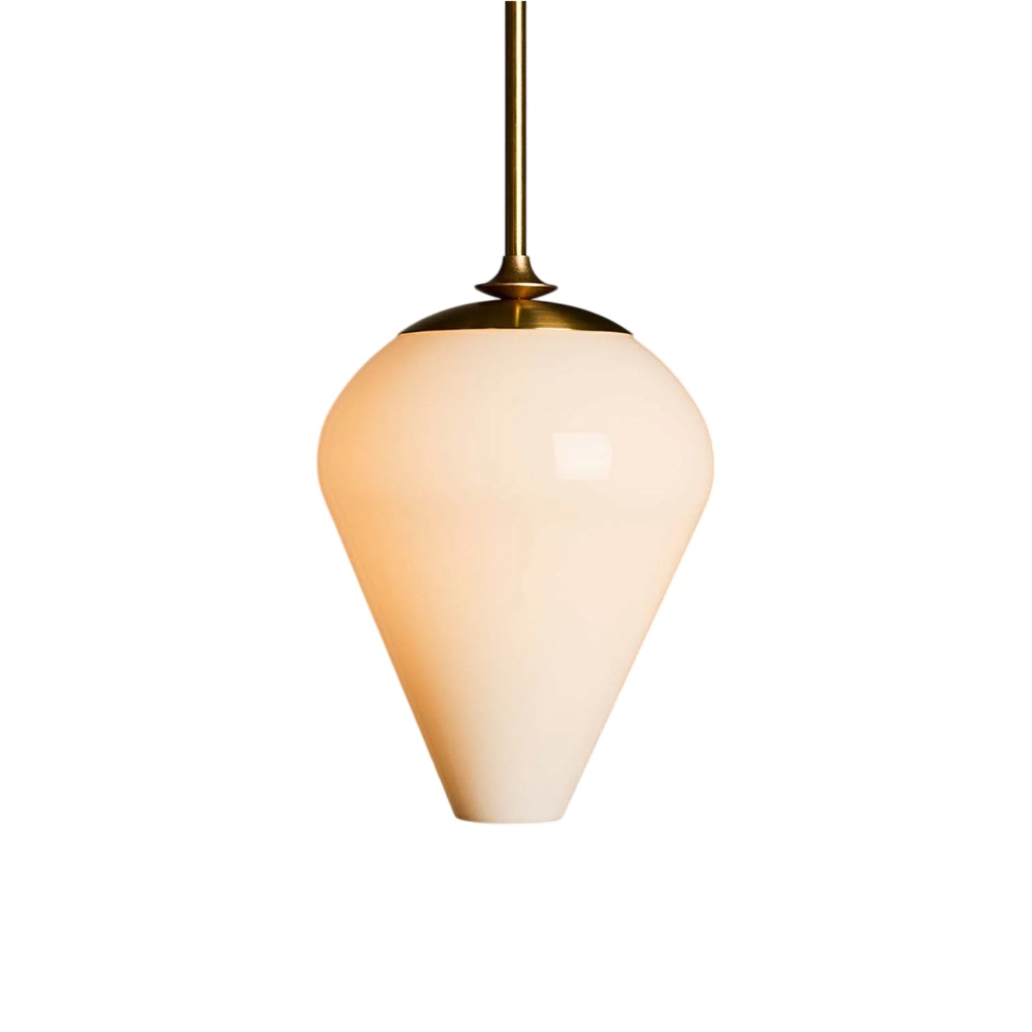 The Roll and Hill Tulip LED Pendant Light in Brass/Opal Glass with Smooth Texture.
