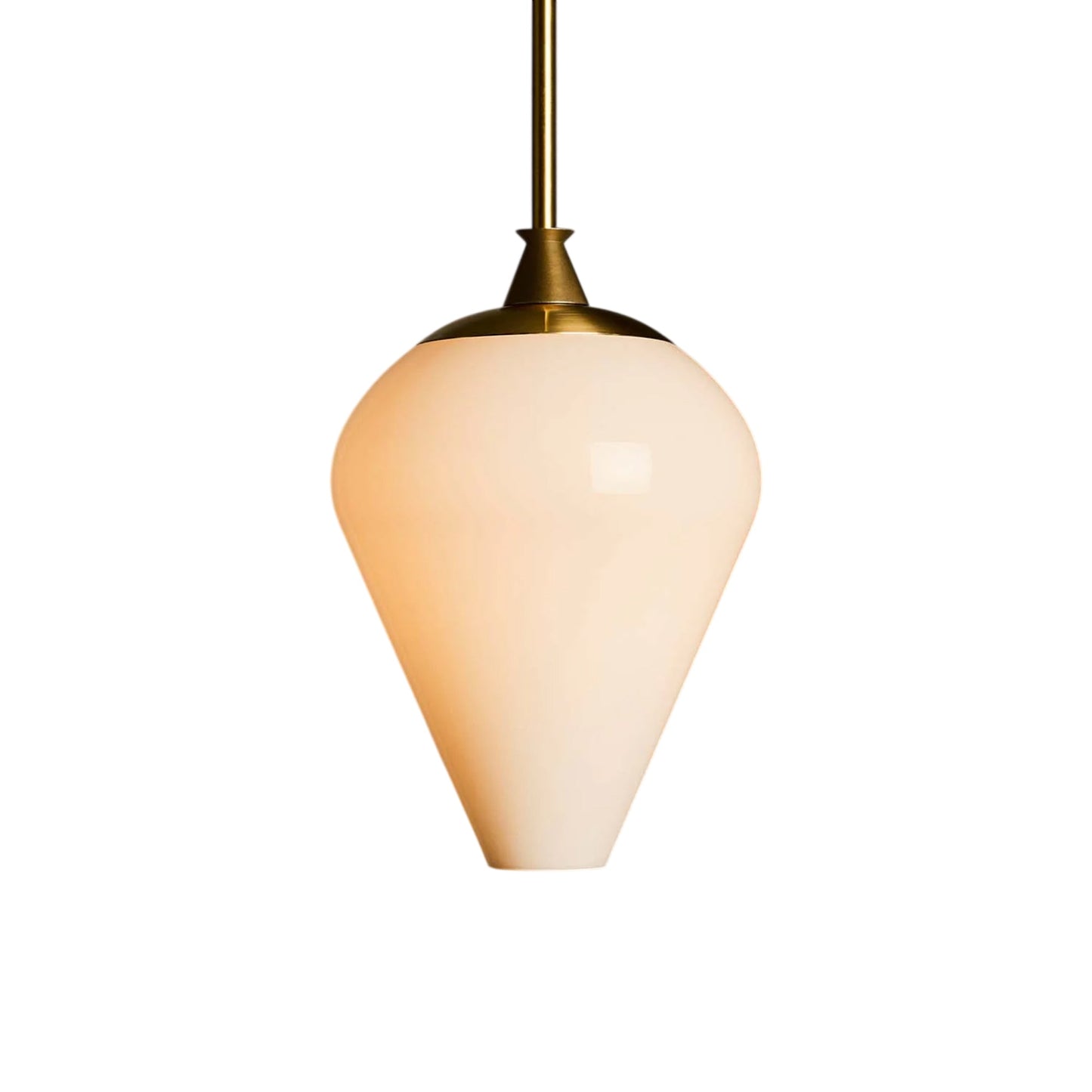 The Roll and Hill Tulip RAHP2 LED Pendant Light in Brass/Opal Glass with Smooth Texture.