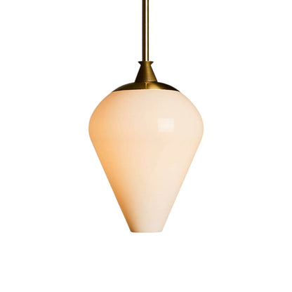 The Roll and Hill Tulip RAHP2 LED Pendant Light in Brass/Opal Glass with Smooth Texture.