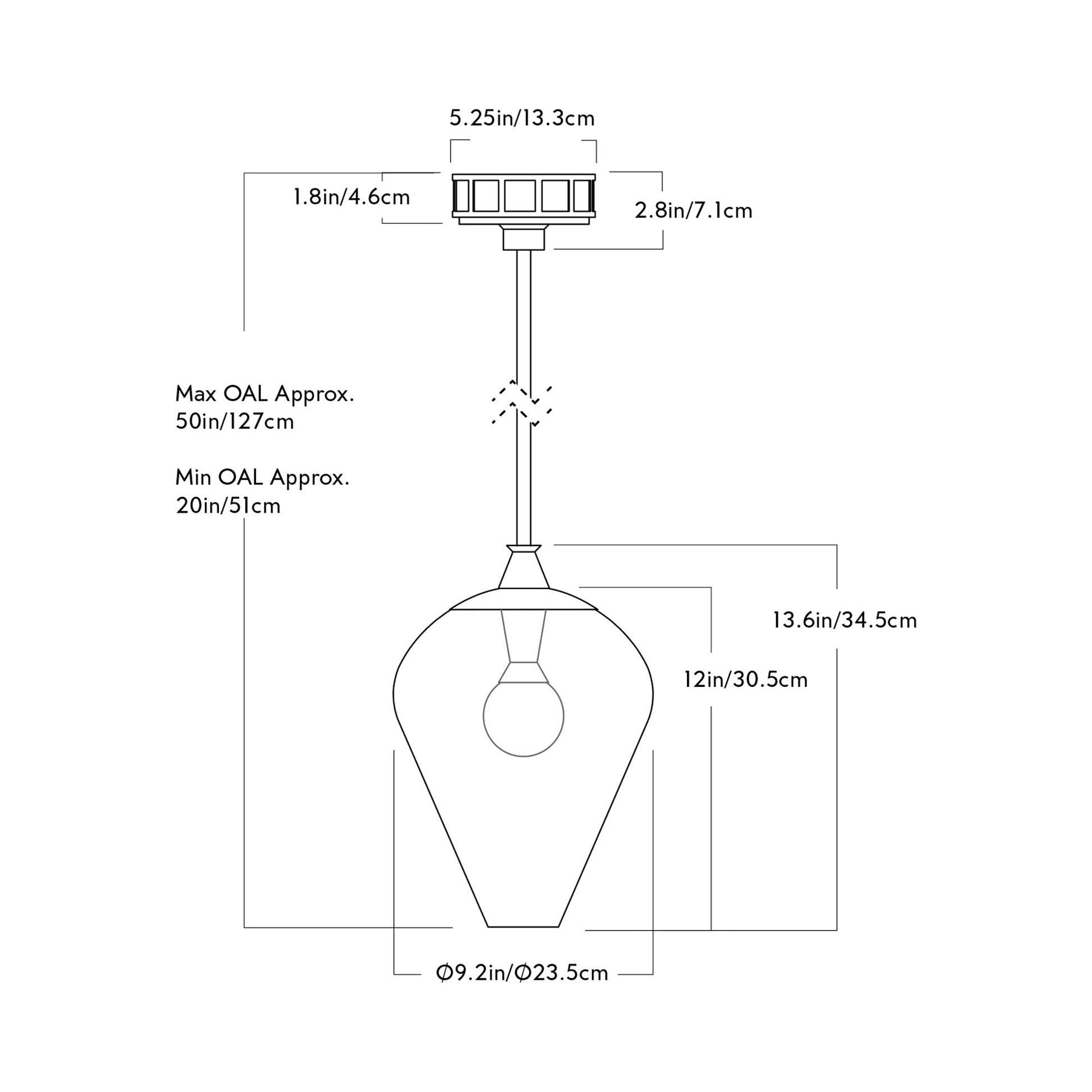The Roll and Hill Tulip RAHP2 LED Pendant Light - line drawing.
