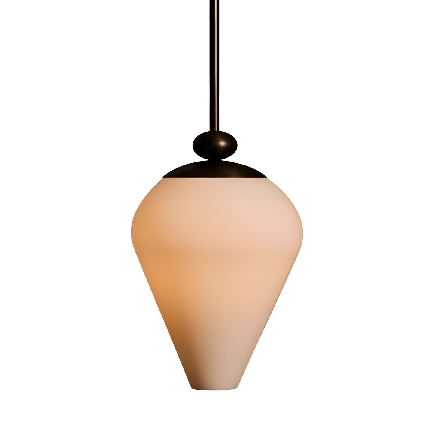 The Roll and Hill Tulip RAHP3 LED Pendant Light in Oil Rubbed Bronze/Opal Glass with Smooth Texture.