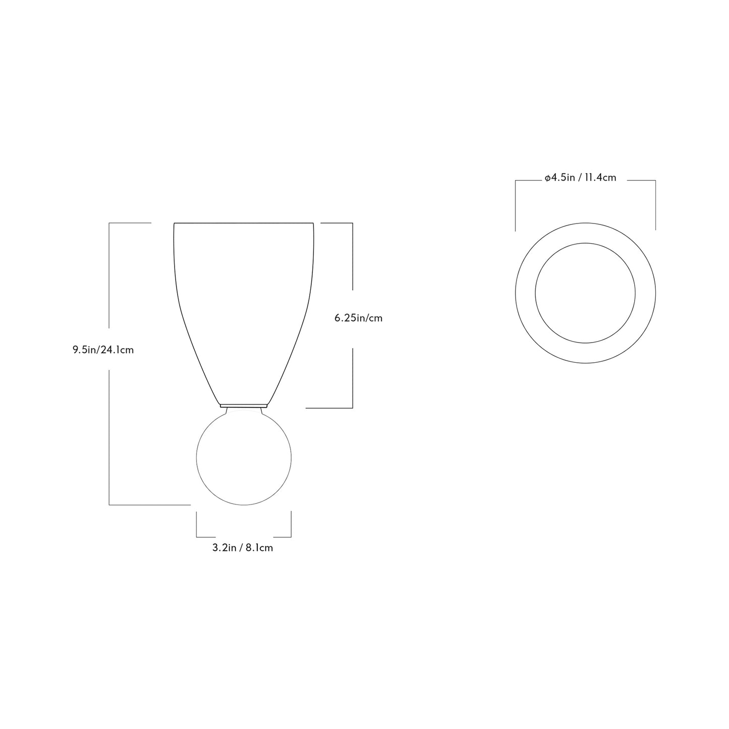 Valo Flush Mount Ceiling Light - line drawing.