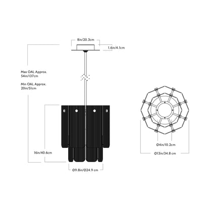 Veil LED Pendant Light - line drawing.